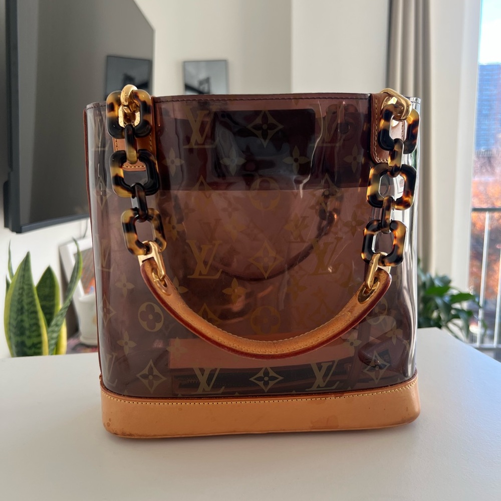 LOUIS VUITTON Monogram Vinyl Cabas Amble PM Tote Bag Brown LV Auth LM0013